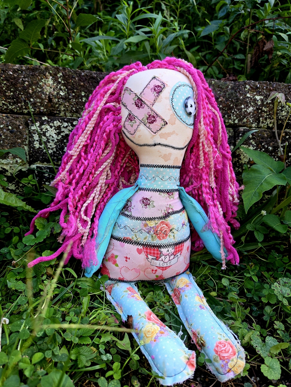 Dumpster Dollies OOAK Art Doll Trixie Heartstrings Handmade Patchwork Doll